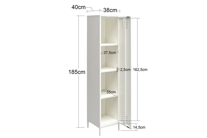Korkea kaappi Mission District 38x40x185 cm, Haaleanvihreä - 38x40x185 cm, Haaleanvihreä - Säilytys - Kaappi - Säilytyskaappi - Pukukaappi