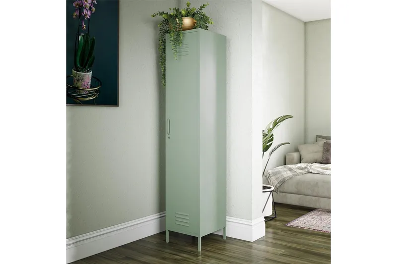 Korkea kaappi Mission District 38x40x185 cm, Haaleanvihreä - 38x40x185 cm, Haaleanvihreä - Säilytys - Kaappi - Säilytyskaappi - Pukukaappi