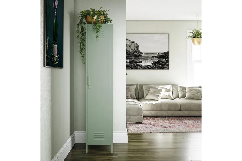 Korkea kaappi Mission District 38x40x185 cm, Haaleanvihreä - 38x40x185 cm, Haaleanvihreä - Säilytys - Kaappi - Säilytyskaappi - Pukukaappi