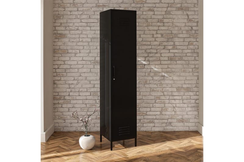 Korkea kaappi Mission District 38x40x185 cm, Musta - 38x40x185 cm, Musta - Huonekalut - Pöytä & ruokailuryhmä - Apupöytä & sivupöytä - Konsolipöytä