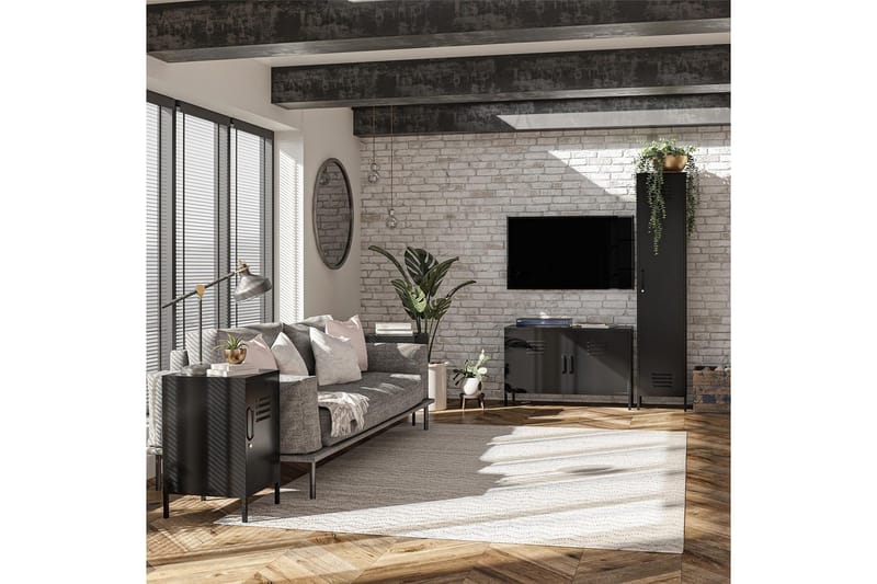 Korkea kaappi Mission District 38x40x185 cm, Musta - 38x40x185 cm, Musta - Huonekalut - Pöytä & ruokailuryhmä - Apupöytä & sivupöytä - Konsolipöytä