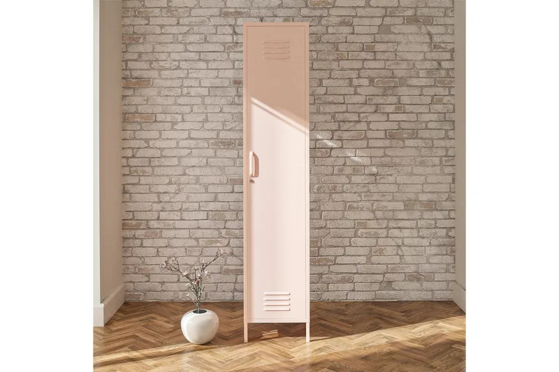 Korkea kaappi Mission District 38x40x185 cm, Vaaleanpunainen - 38x40x185 cm, Vaaleanpunainen - Säilytys - Kaappi - Säilytyskaappi - Pukukaappi