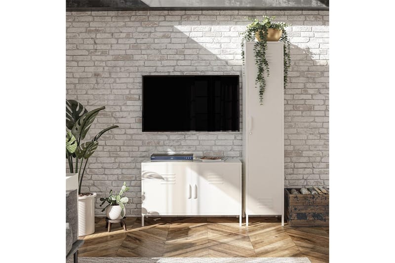 Korkea kaappi Mission District 38x40x185 cm, Valkoinen - 38x40x185 cm, Valkoinen - Huonekalut - Pöytä & ruokailuryhmä - Apupöytä & sivupöytä - Konsolipöytä