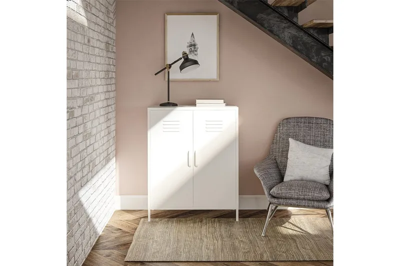 Korkea kaappi Mission District 40x80x102 cm, Valkoinen - 40x80x102 cm, Valkoinen - Huonekalut - Pöytä & ruokailuryhmä - Apupöytä & sivupöytä - Konsolipöytä