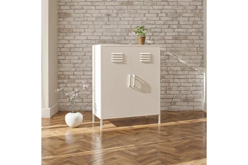 Korkea kaappi Mission District 40x80x102 cm, Valkoinen - 40x80x102 cm, Valkoinen - Huonekalut - Pöytä & ruokailuryhmä - Apupöytä & sivupöytä - Konsolipöytä