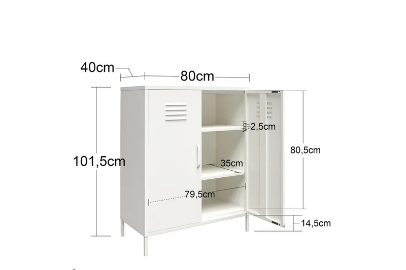 Korkea kaappi Mission District 40x80x102 cm, Valkoinen - 40x80x102 cm, Valkoinen - Huonekalut - Pöytä & ruokailuryhmä - Apupöytä & sivupöytä - Konsolipöytä