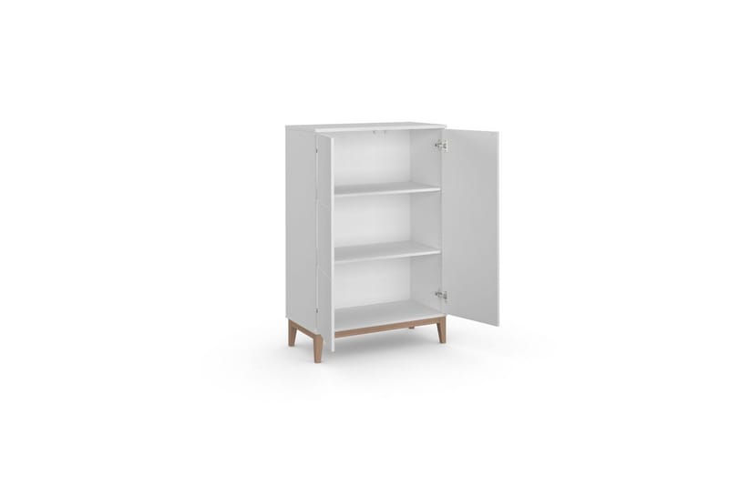 Korkea kaappi Pelle Valkoinen/Wotan-tammi - Valkoinen/Wotan-tammi - Säilytys - Kaappi - Säilytyskaappi