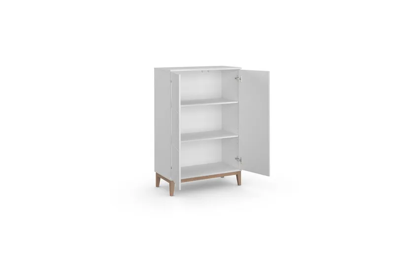 Korkea kaappi Pelle Valkoinen/Wotan-tammi - Valkoinen/Wotan-tammi - Säilytys - Kaappi - Säilytyskaappi