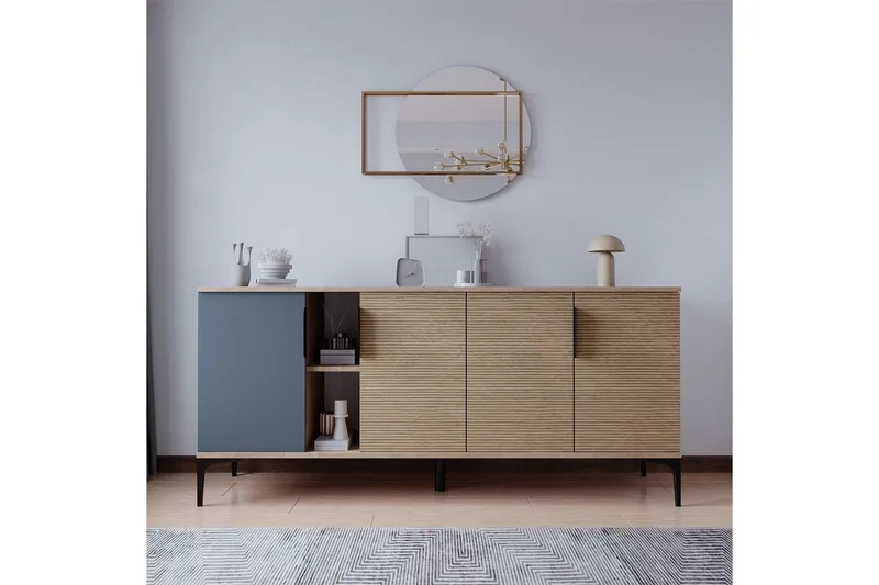 Kunar Konsolipöytä 180 cm, Antrasiitti/Luonnonväri