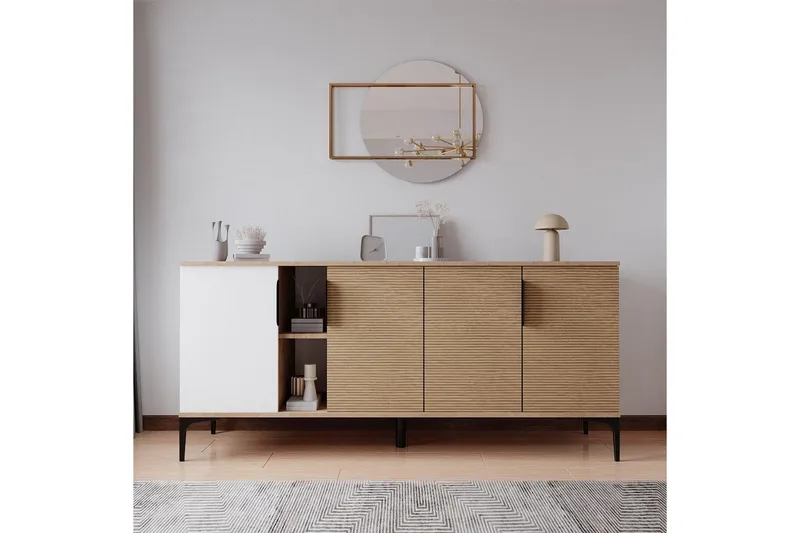 Kunar Konsolipöytä 180 cm, Valkoinen/Luonnonväri