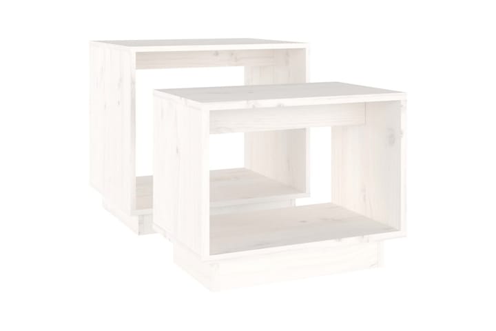 Sarjasohvapöydät 2 kpl valkoinen täysi mänty - Valkoinen - Lamppupöytä - Tarjotinpöytä & pikkupöytä