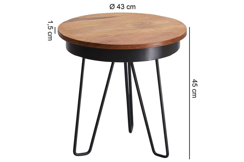 Sidobord & lampbord Wohnling Brun, Svart - Huonekalut - Pöytä & ruokailuryhmä - Apupöytä & sivupöytä - Lamppupöytä
