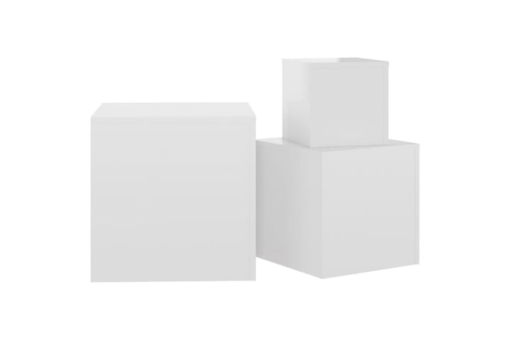 Sivupöydät 3 kpl korkeakiilto valkoinen lastulevy - Valkoinen - Lamppupöytä - Tarjotinpöytä & pikkupöytä