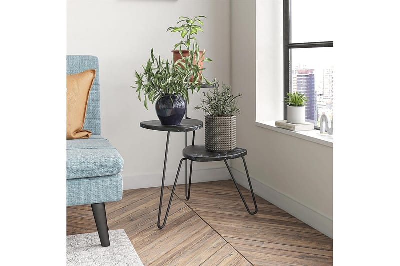 Sivupöytä Athena 55 cm Marmorijäljitelmä/Musta - Novogratz - Huonekalut - Pöytä & ruokailuryhmä - Apupöytä & sivupöytä - Lamppupöytä