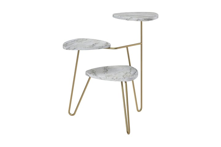 Sivupöytä Athena 55 cm Marmorijäljitelmä/Valkoinen/Messinki - Novogratz - Tarjotinpöytä & pikkupöytä - Marmoripöydät - Lamppupöytä