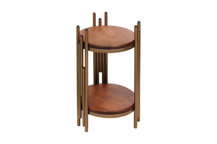 Sivupöytä Clora 30x60x30 cm Pyöreä - Kulta/Ruskea - Lamppupöytä - Tarjotinpöytä & pikkupöytä