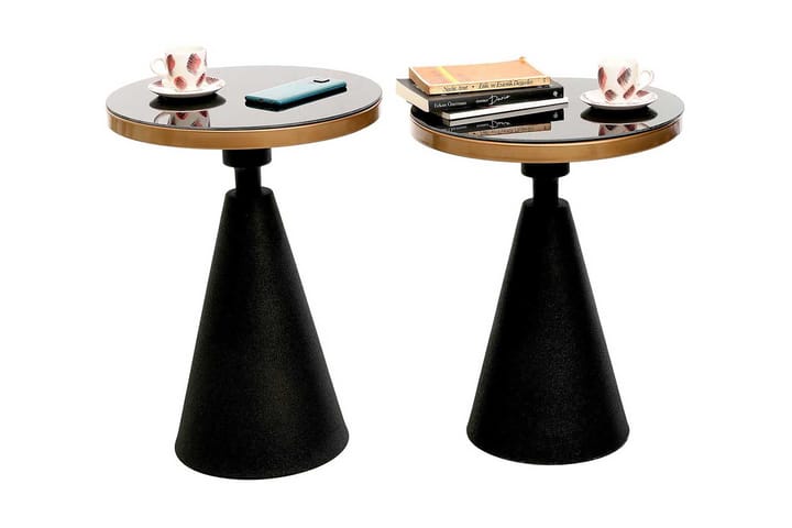 Sivupöytä Denisha Setti Pyöreä - Kulta/Musta - Tarjotinpöytä & pikkupöytä - Lamppupöytä