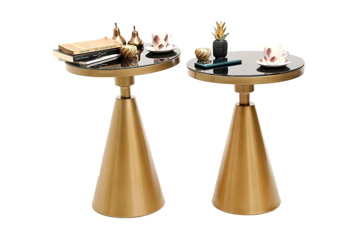 Sivupöytä Denisha Setti Pyöreä - Kulta - Tarjotinpöytä & pikkupöytä - Lamppupöytä
