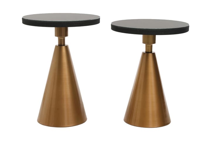 Sivupöytä Denisha Setti Pyöreä - Kulta/Musta - Tarjotinpöytä & pikkupöytä - Lamppupöytä