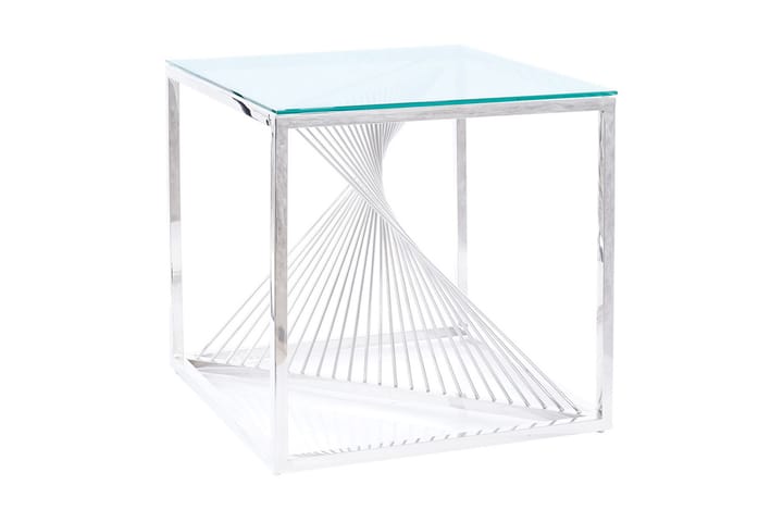 Sivupöytä Eldur 55 cm - Läpinäkyvä Lasi/Hopea - Lamppupöytä - Tarjotinpöytä & pikkupöytä