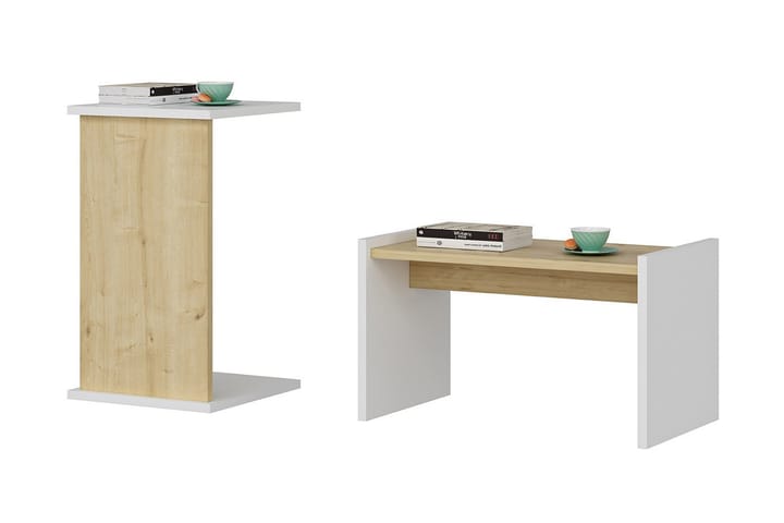 Sivupöytä Falleron 64 cm - Sininen/Valkoinen - Tarjotinpöytä & pikkupöytä - Lamppupöytä