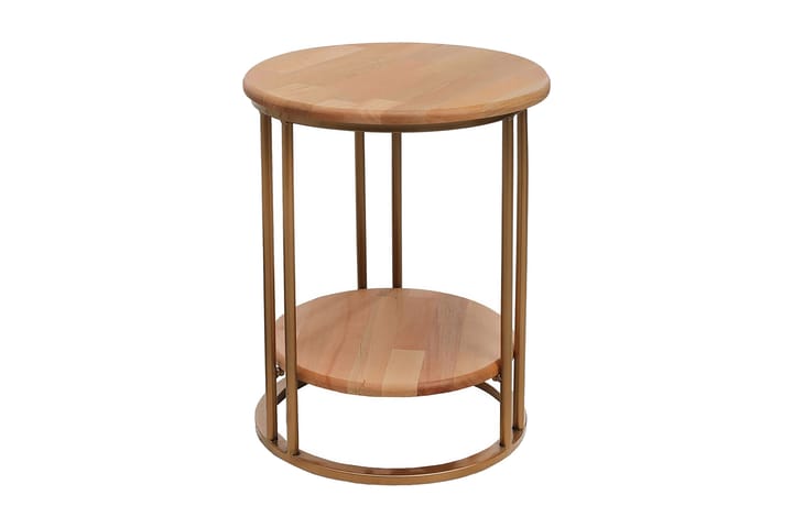 Sivupöytä Fatimah 45x55x45 cm Pyöreä - Kulta/Ruskea - Lamppupöytä - Tarjotinpöytä & pikkupöytä