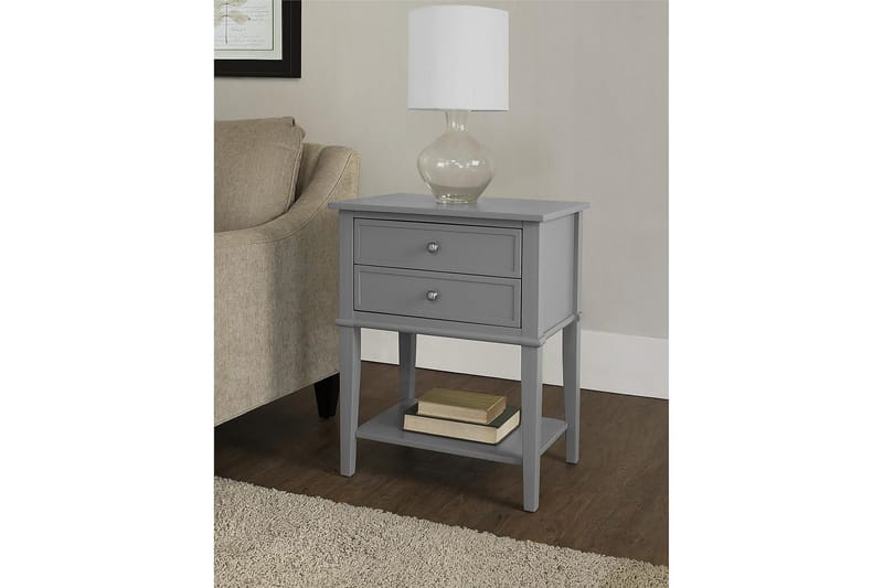 Sivupöytä Franklin 56 cm 2 laatikkoa Harmaa - Dorel Home - Huonekalut - Pöytä & ruokailuryhmä - Apupöytä & sivupöytä - Lamppupöytä