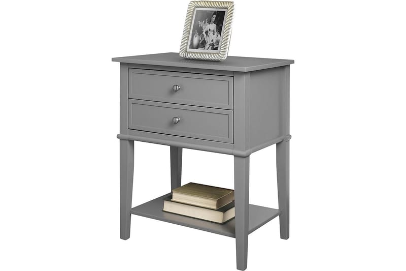 Sivupöytä Franklin 56 cm 2 laatikkoa Harmaa - Dorel Home - Huonekalut - Pöytä & ruokailuryhmä - Apupöytä & sivupöytä - Lamppupöytä