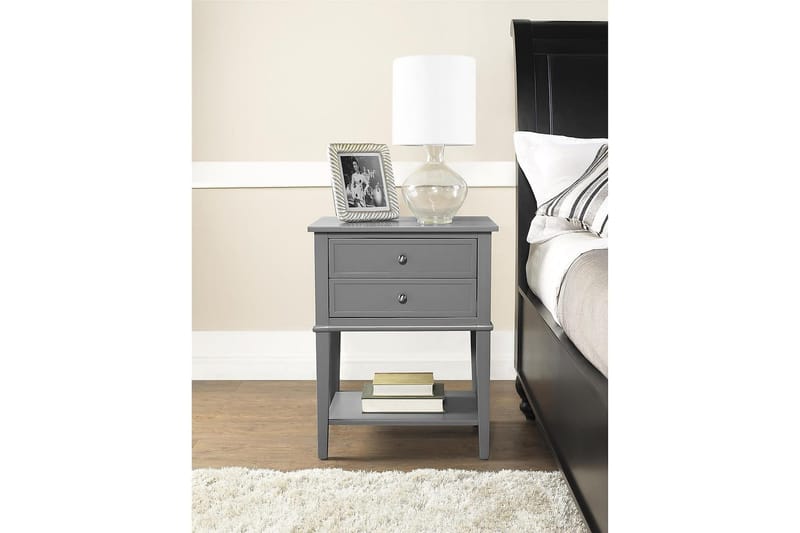 Sivupöytä Franklin 56 cm 2 laatikkoa Harmaa - Dorel Home - Huonekalut - Pöytä & ruokailuryhmä - Apupöytä & sivupöytä - Lamppupöytä