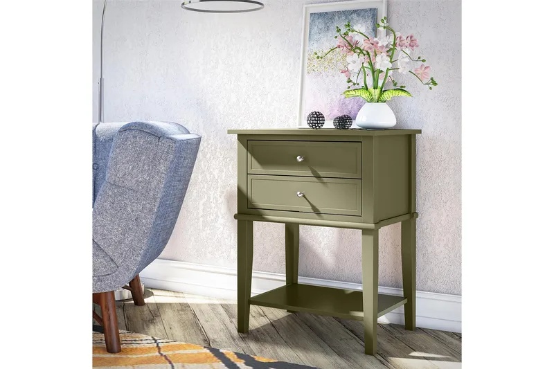 Sivupöytä Franklin 56x39 cm Oliivinvihreä - Queer Eye - Huonekalut - Pöytä & ruokailuryhmä - Apupöytä & sivupöytä - Lamppupöytä