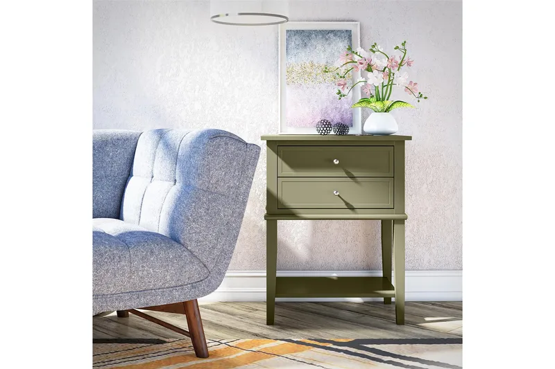 Sivupöytä Franklin 56x39 cm Oliivinvihreä - Queer Eye - Huonekalut - Pöytä & ruokailuryhmä - Apupöytä & sivupöytä - Lamppupöytä