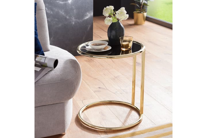 Sivupöytä Ieronimo 45 cm - Kulta/Musta - Tarjotinpöytä & pikkupöytä - Lamppupöytä