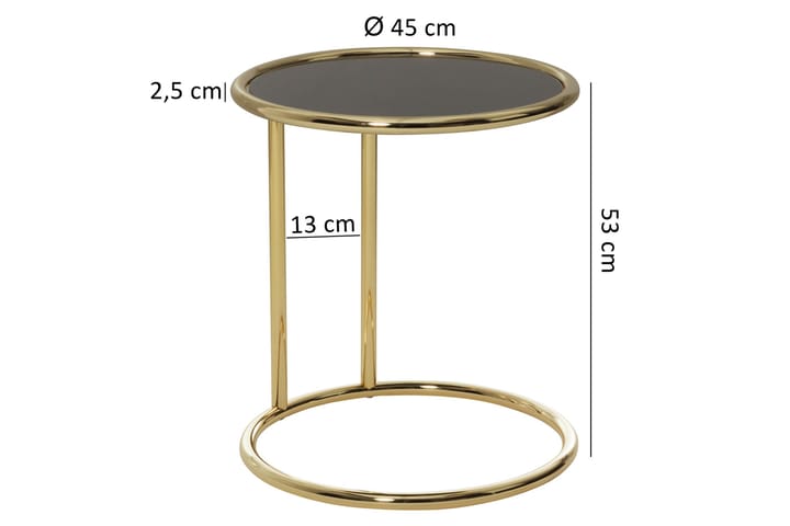 Sivupöytä Ieronimo 45 cm - Kulta/Musta - Tarjotinpöytä & pikkupöytä - Lamppupöytä
