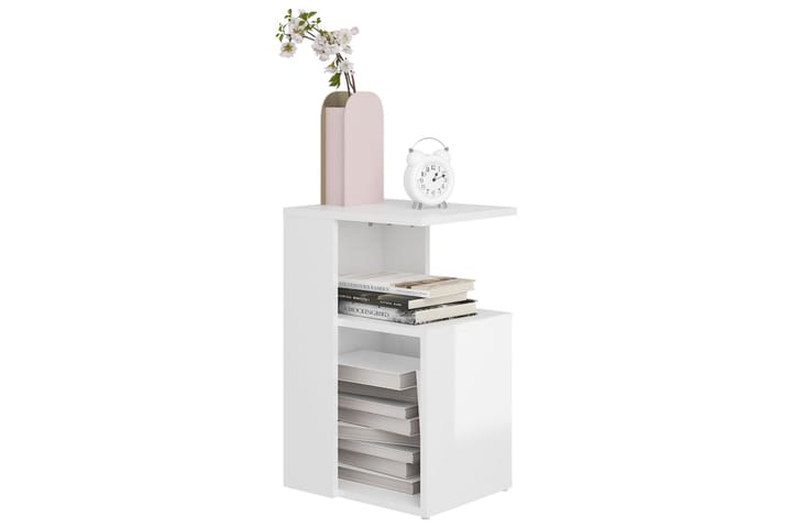 Sivupöytä korkeakiilto valkoinen 36x30x56 cm lastulevy - Tarjotinpöytä & pikkupöytä - Lamppupöytä