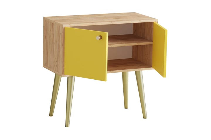 Sivupöytä Kulta/Tammi/Keltainen - Tarjotinpöytä & pikkupöytä - Lamppupöytä