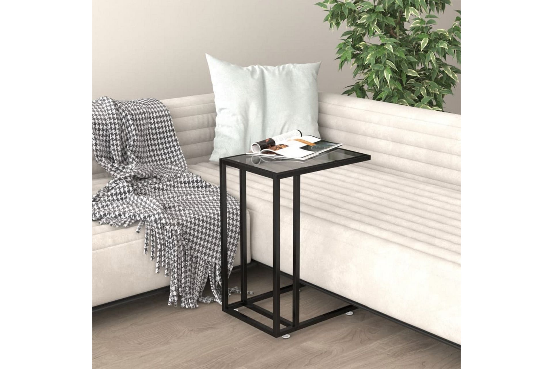 Sivupöytä läppärille musta 50x35x65 cm karkaistu lasi - Musta - Huonekalut - Pöytä & ruokailuryhmä - Apupöytä & sivupöytä - Lamppupöytä