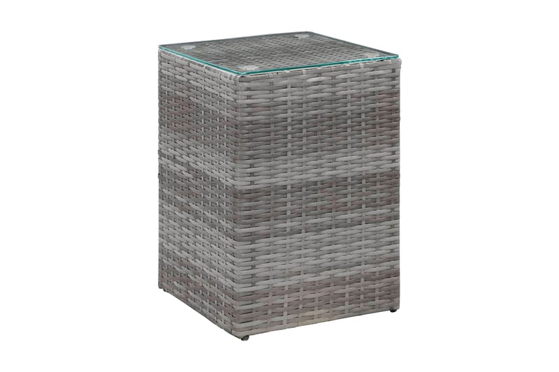 Sivupöytä lasipöytälevy harmaa 35x35x52 cm polyrottinki - Harmaa - Huonekalut - Pöytä & ruokailuryhmä - Apupöytä & sivupöytä - Lamppupöytä