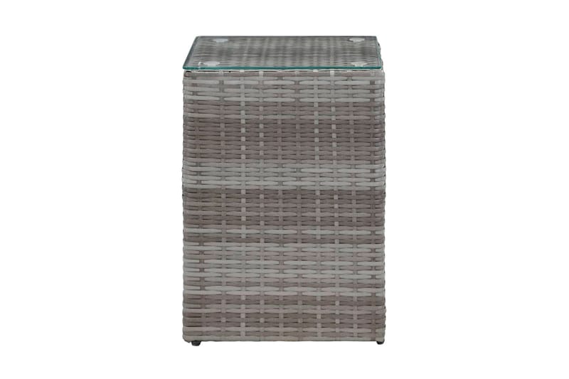 Sivupöytä lasipöytälevy harmaa 35x35x52 cm polyrottinki - Harmaa - Huonekalut - Pöytä & ruokailuryhmä - Apupöytä & sivupöytä - Lamppupöytä