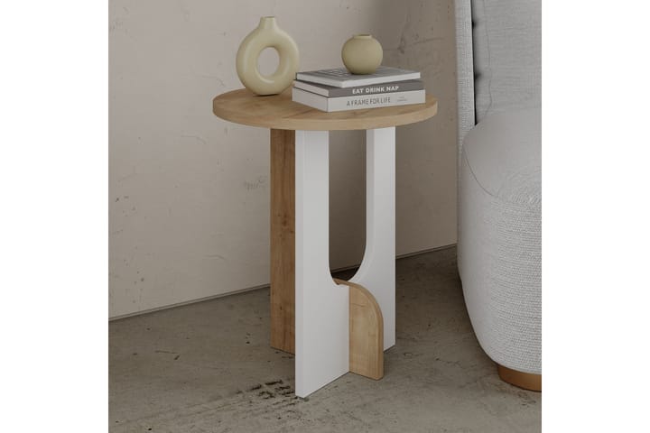 Sivupöytä Lilya 40x47x40 cm Pyöreä - Valkoinen - Tarjotinpöytä & pikkupöytä - Lamppupöytä