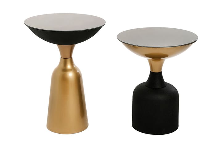 Sivupöytä Maner Setti Pyöreä - Kulta/Musta - Lamppupöytä - Tarjotinpöytä & pikkupöytä