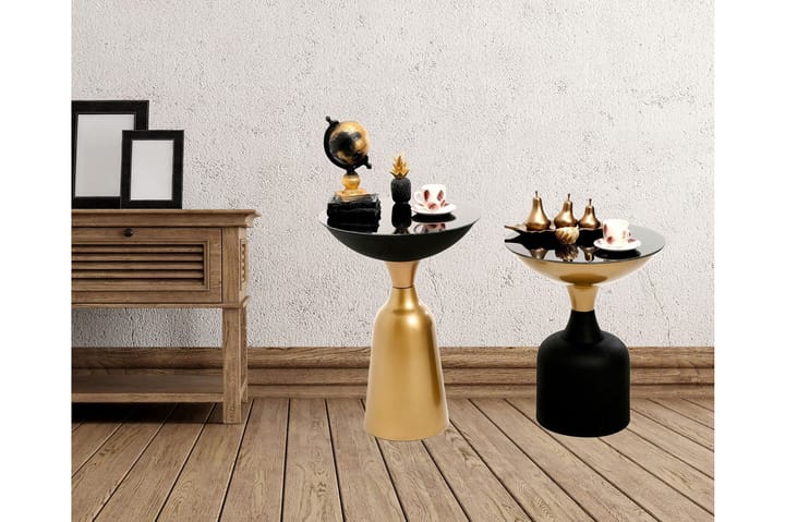 Sivupöytä Maner Setti Pyöreä - Kulta/Musta - Tarjotinpöytä & pikkupöytä - Lamppupöytä