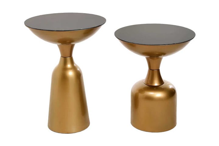 Sivupöytä Maner Setti Pyöreä - Kulta - Tarjotinpöytä & pikkupöytä - Lamppupöytä