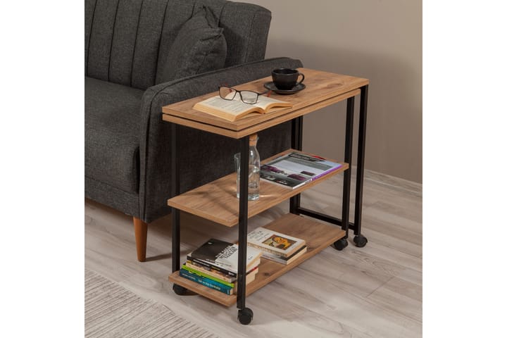 Sivupöytä Melisey 76 cm - Luonnonväri/Musta - Tarjotinpöytä & pikkupöytä - Lamppupöytä