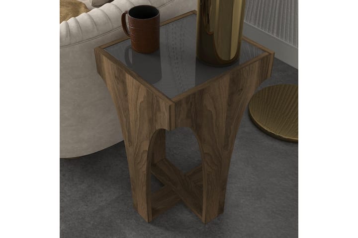 Sivupöytä Metslavier 37 cm - Pähkinä / antrasiitti - Tarjotinpöytä & pikkupöytä - Lamppupöytä
