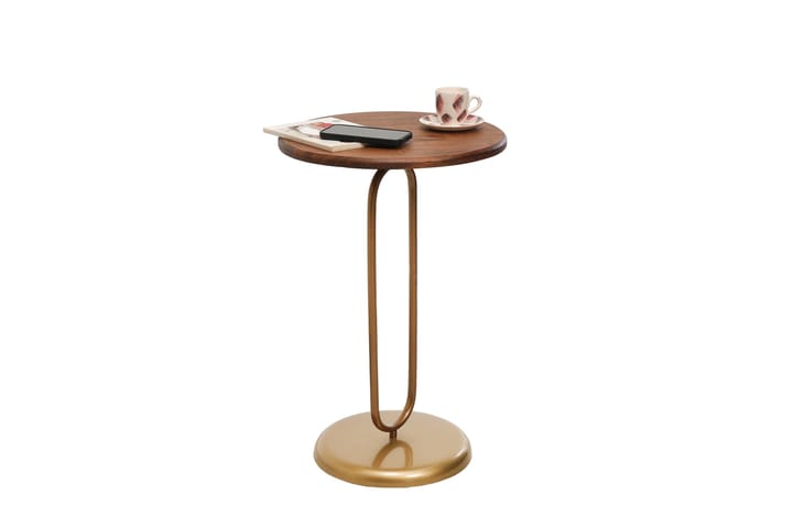 Sivupöytä Morivo 40x60x40 cm Pyöreä - Kulta/Ruskea - Tarjotinpöytä & pikkupöytä - Lamppupöytä