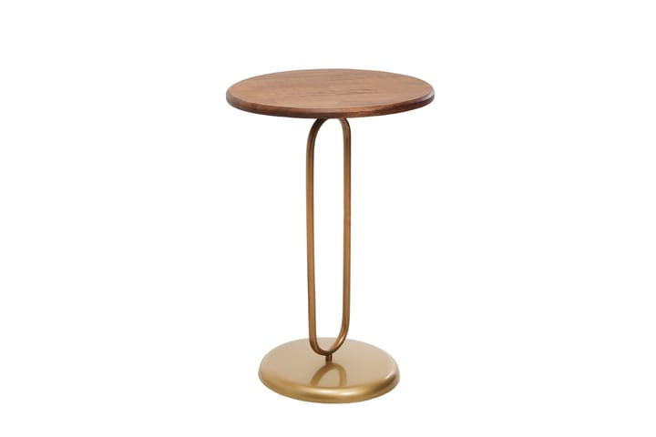 Sivupöytä Morivo 40x60x40 cm Pyöreä - Kulta/Ruskea - Tarjotinpöytä & pikkupöytä - Lamppupöytä