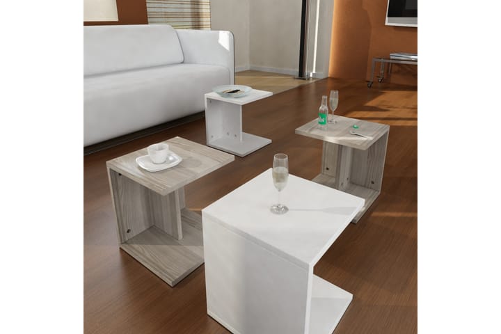 Sivupöytä Muoi Jaettava 30 cm - Valkoinen - Tarjotinpöytä & pikkupöytä - Lamppupöytä