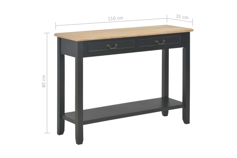 Sivupöytä musta 110x35x80 cm puu - Musta - Huonekalut - Pöytä & ruokailuryhmä - Apupöytä & sivupöytä - Lamppupöytä