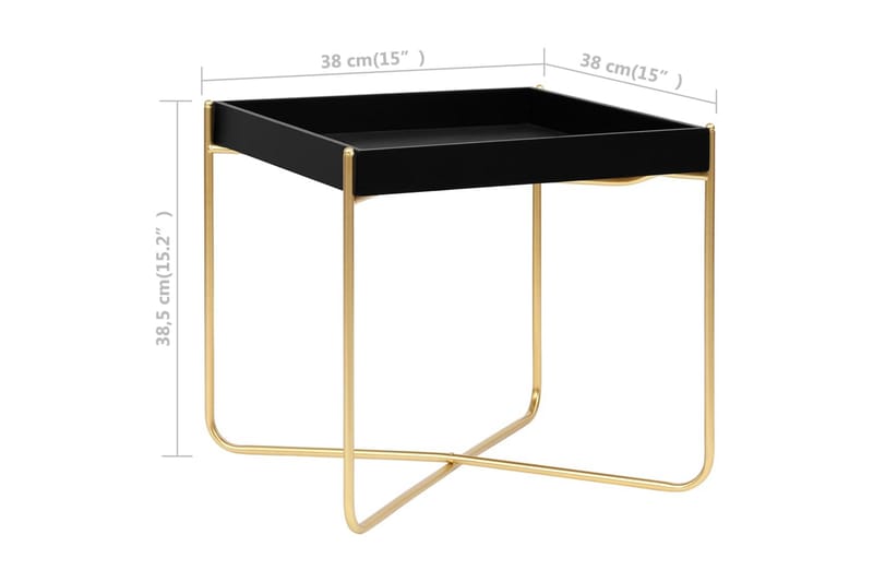 Sivupöytä musta ja kulta 38x38x38,5 cm MDF - Huonekalut - Pöytä & ruokailuryhmä - Apupöytä & sivupöytä - Lamppupöytä