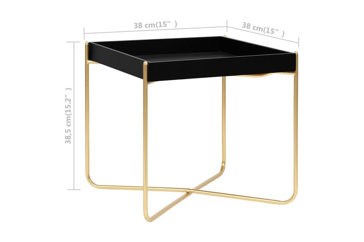 Sivupöytä musta ja kulta 38x38x38,5 cm MDF - Tarjotinpöytä & pikkupöytä - Lamppupöytä